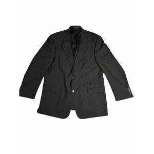 Palm Beach 48L Men’s Pinstripe‎ Blazer Jacket 100% Worsted Wool Black